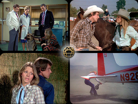 Left to Right 
1. Andrew Prine, Lindsay Wagner, w/Scooter Dolly 
2. Lindsay Wagner, Andrew Prine 
3. Rita Egleston (as Jaime)